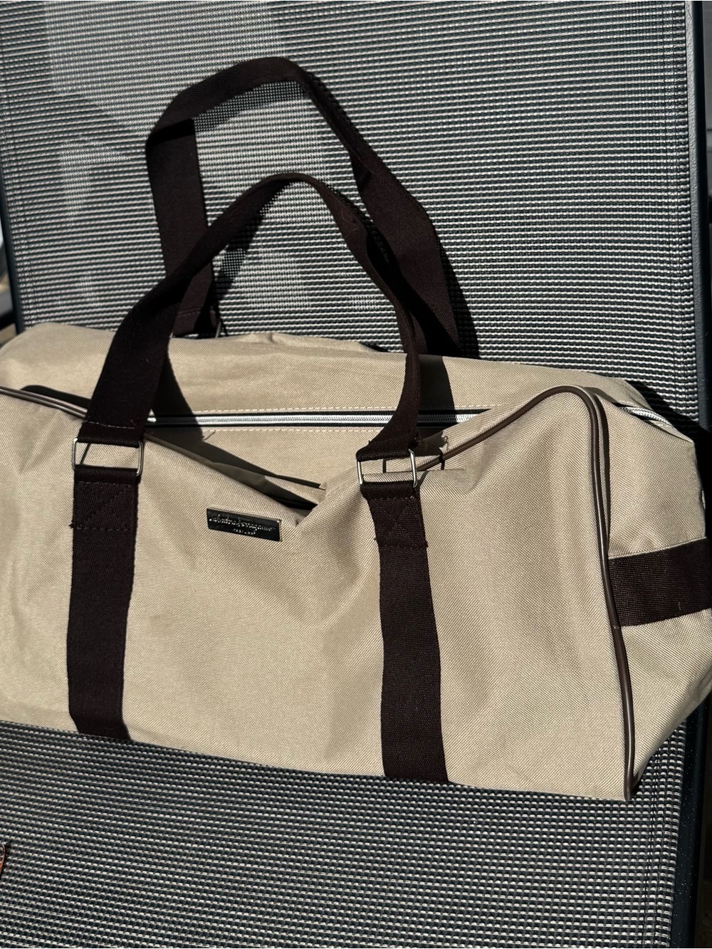 Salvatore Ferragamo Parfums Italy Beige Travel Duffel Weekender Bag